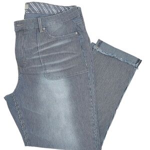 Vintage America Cropped Striped Jeans - Size 14